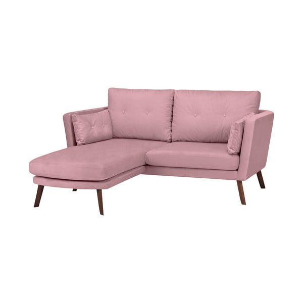 Canapea cu 3 locuri Mazzini Sofas Elena, cu șezlong pe partea stângă, roz deschis