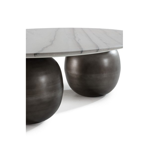 Măsuță de cafea albă/neagră rotundă cu blat din marmură ø 120 cm Tanya – MOME-image-4