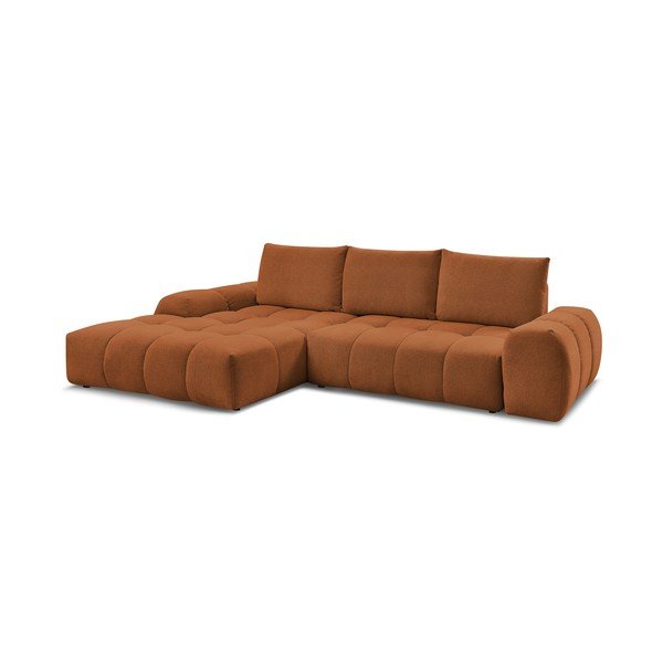 Colțar teracotă extensibil/cu spațiu de depozitare cu tapițerie din chenille (cu colț pe partea stângă/cu șezlong) Everest – Bobochic Paris-image-3