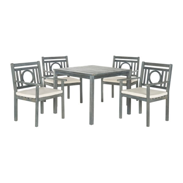 Set masă pentru grădină și scaune din lemn Safavieh Malaga, gri