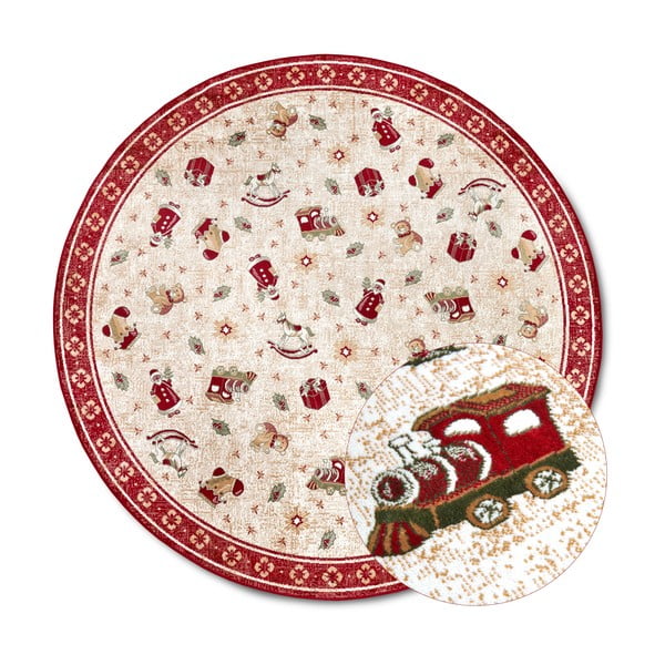 Covor roșu rotund din amestec de bumbac ø 160 cm cu model de Crăciun Toy's Delight Red Christmas – Villeroy&Boch