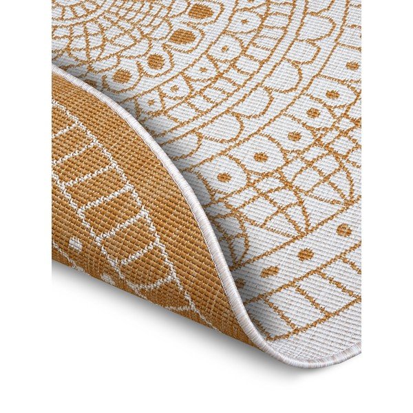 Covor de exterior galben ocru-alb rotund ø 140 cm Porto – NORTHRUGS-image-2