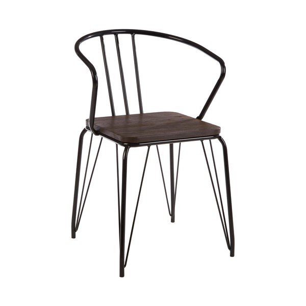Scaun de dining negru/în culoare naturală din lemn de ulm District – Premier Housewares