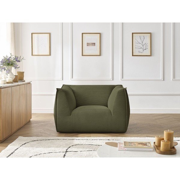 Fotoliu verde cu tapițerie din catifea reiată Giorgia – Bobochic Paris-image-4