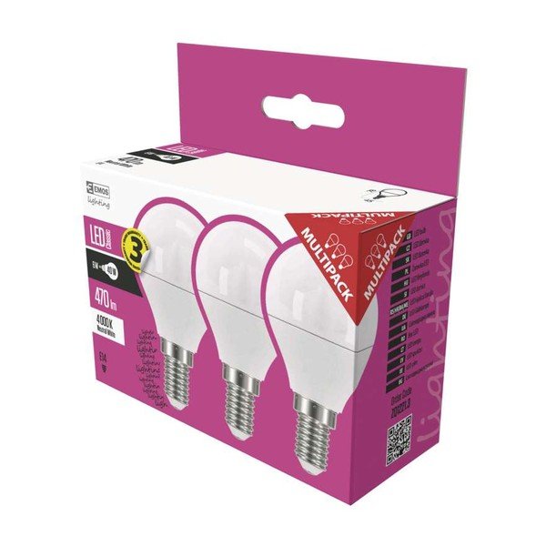 Set 3 becuri cu LED EMOS Classic Mini Globe Neutral White, 5W E14-image-1