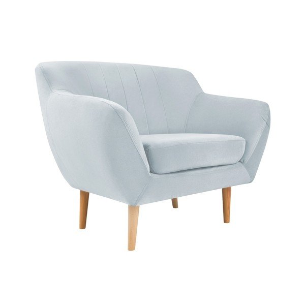 Fotoliu cu tapițerie din catifea Mazzini Sofas Sardaigne, albastru deschis-image-1
