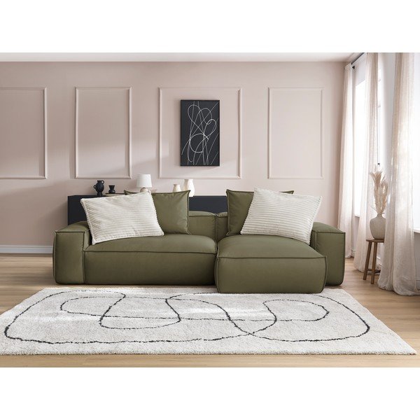 Colțar verde cu tapițerie din imitație de piele (cu colț variabil) Boheme – Bobochic Paris-image-1