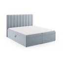 Pat boxspring albastru deschis cu spațiu de depozitare 180x200 cm Gina – Milo Casa