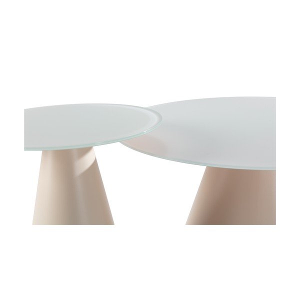 Măsuțe de cafea crem 2 buc. rotunde cu blat din sticlă ø 80 cm Vida – MOME-image-2