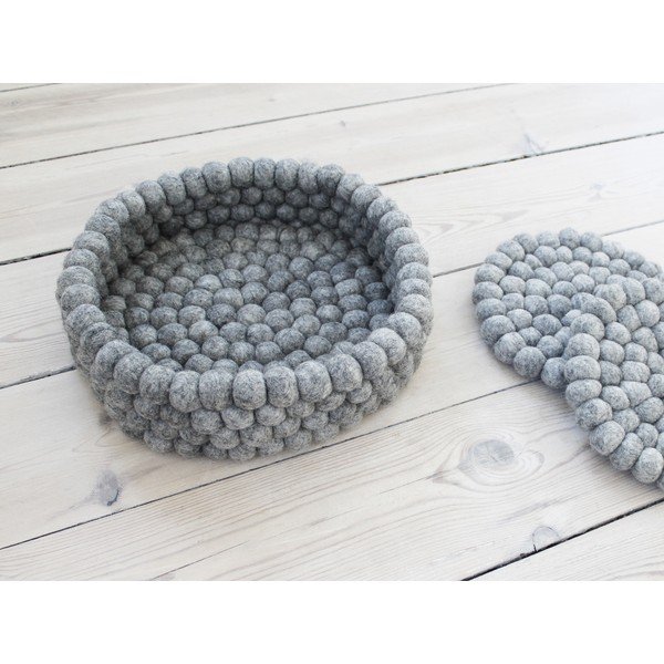 Coș depozitare cu bile din lână Wooldot Ball Basket, ø 28 cm, gri oțel-image-2