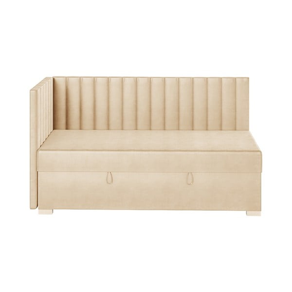 Pat pentru copii  bej pe colț cu spațiu de depozitare cu saltea 90x200 cm Snugi – Ghado