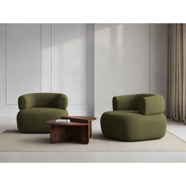 Fotoliu verde cu tapițerie din stofă bouclé Jenny – Micadoni Home-image-1