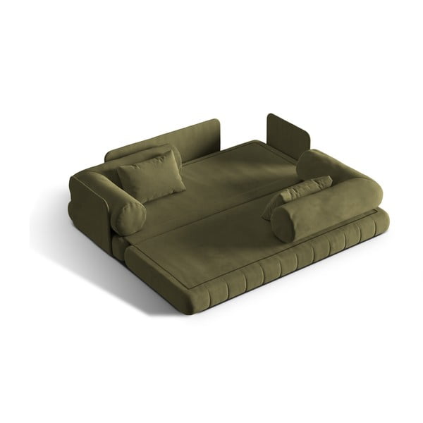 Canapea verde extensibilă cu tapițerie din catifea 206 cm Kemi – Cosmopolitan Design-image-1