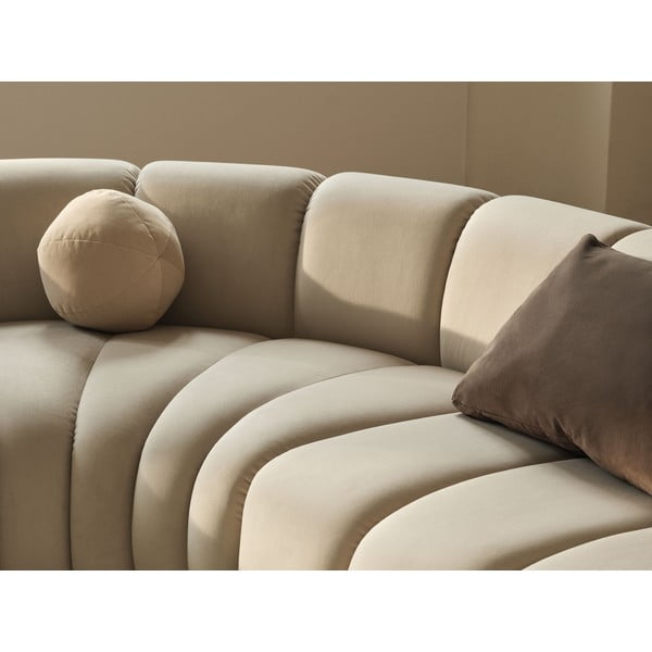 Colțar modular crem cu tapițerie din catifea Lupine – Micadoni -image-4