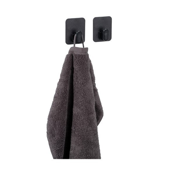 Cârlige negre 2 buc. autoadezive din plastic Parma – Allstar-image-1