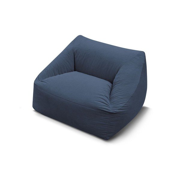 Fotoliu bean bag albastru închis cu tapițerie din catifea reiată Lilibet – Bobochic Paris-image-3