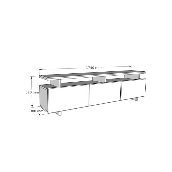 Comodă TV din lemn  de pin 174x52 cm Natural – Kalune Design-image-4