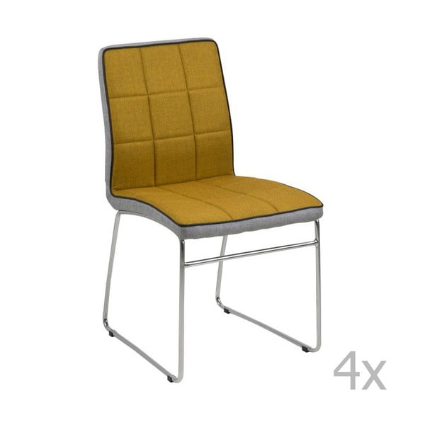 Set 4 scaune Actona Justin, galben - gri