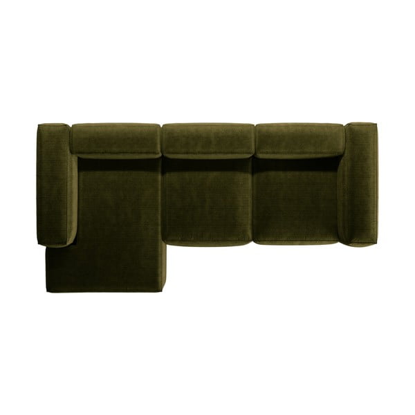 Colțar verde cu tapițerie din catifea reiată  (cu colț pe partea stângă/cu șezlong) Bergamo – Cosmopolitan Design-image-3