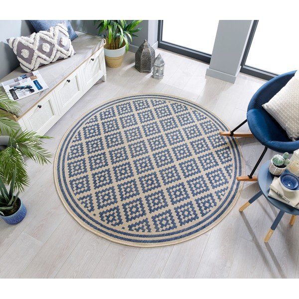 Covor de exterior albastru/bej rotund ø 160 cm Moretti - Flair Rugs-image-2