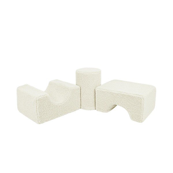 Teren de joacă din spumă alb 3 buc. din material bouclé înălțime 30 cm 83x45 cm – Meowbaby-image-3