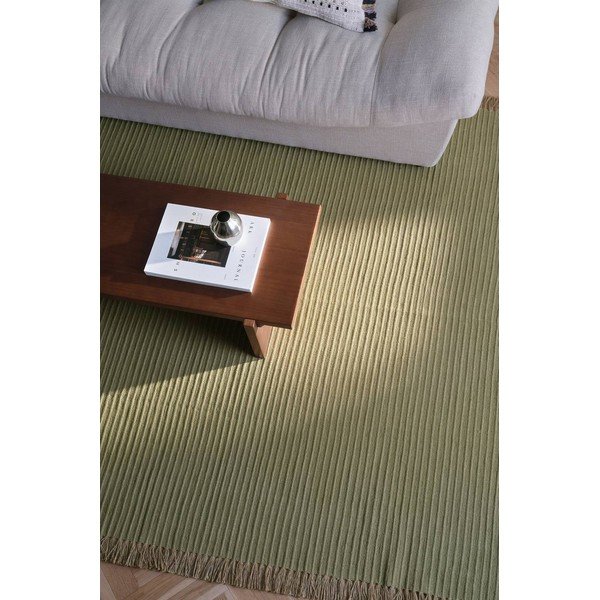 Covor verde țesut manual din amestec de bumbac 200x300 cm Channa – Jotex-image-1