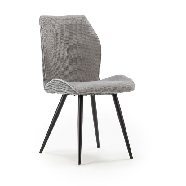 Scaune de dining gri-deschis 2 buc. din catifea reiată Adaya – Marckeric