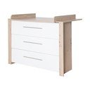 Comodă de copii albă/în culoare naturală joasă cu aspect de lemn de stejar cu masă de schimbat 112x98 cm – Roba