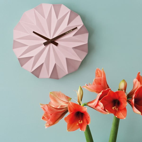 Ceas de perete Karlsson Origami, roz -image-1