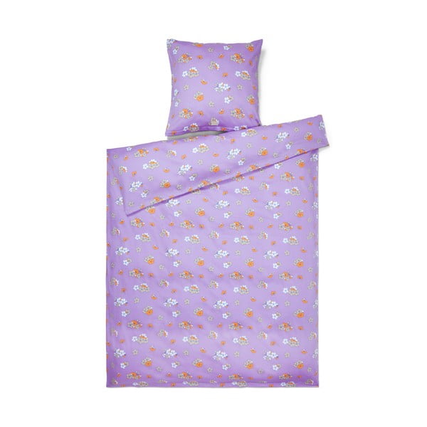 Lenjerie de pat mov din bumbac satinat pentru pat de o persoană 140x200 cm Grand Pleasantly – JUNA