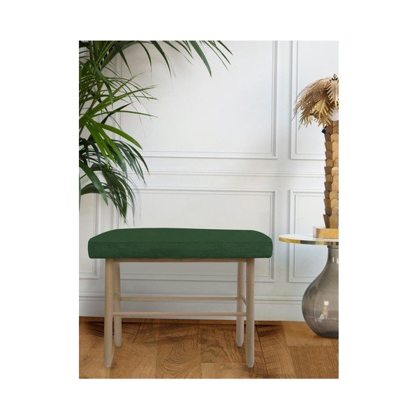 Taburet tapițat din lemn de pin și catifea Velvet Atelier, verde închis-image-1