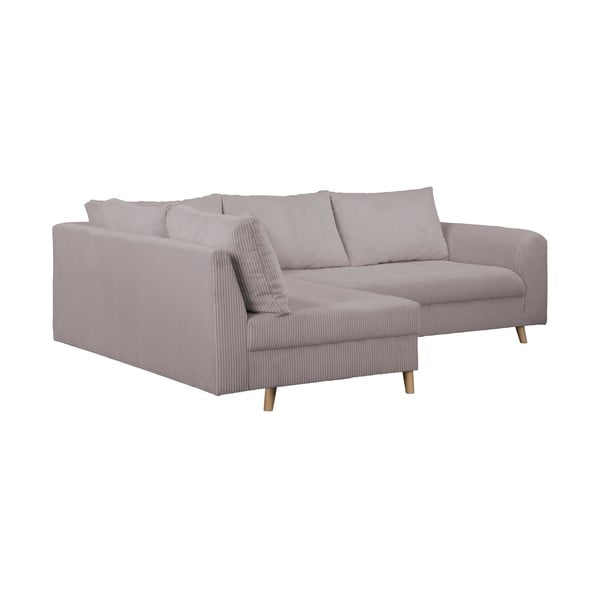 Colțar gri cu tapițerie din catifea reiată  (cu colț pe partea stângă ) Ariella – Ropez-image-3