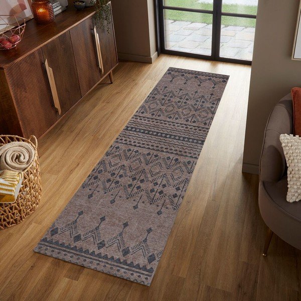 Covor tip traversă maro lavabil 57x230 cm MATCH NIKO JUTE LOOK – Flair Rugs-image-1
