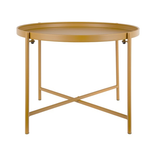 Măsuță de cafea galben ocru rotundă din metal ø 50 cm Meseta  – Leitmotiv-image-3