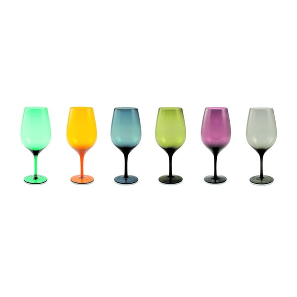 Set 6 pahare pentru vin colorate Villa d´Este Happy Hour, 428 ml