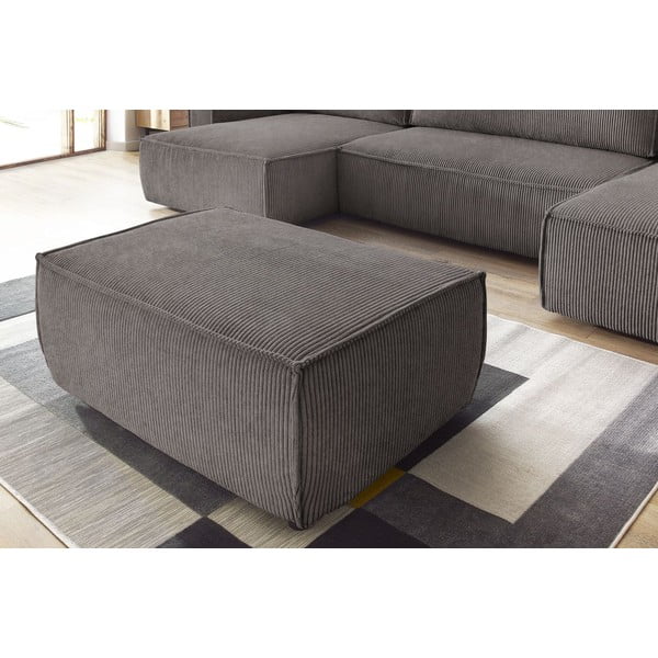 Taburet taupe cu tapițerie din catifea reiată Nihad – Bobochic Paris-image-4