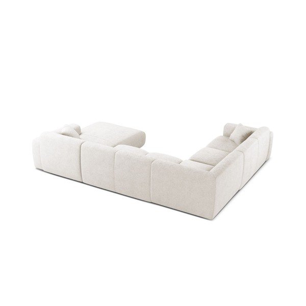 Colțar alb cu tapițerie din țesătură bouclé (în formă de "U") Molino – Micadoni -image-2