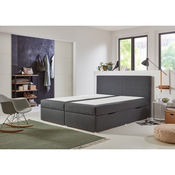 Pat boxspring gri cu spațiu de depozitare 180x200 cm Harry – Rojaplast-image-3