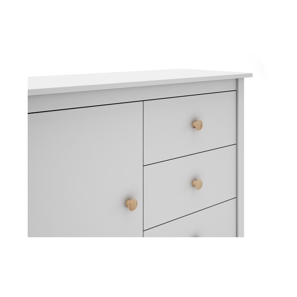 Comodă pentru copii albă joasă din lemn de pin 90x80 cm Max – Marckeric-image-1