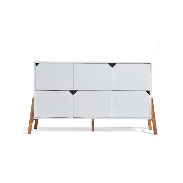 Comodă cu 6 sertare BELLAMY Lotta, alb-image-1