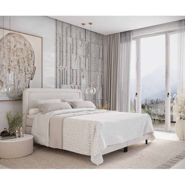 Pat boxspring crem 200x200 cm Dove – Maison de Rêve-image-1