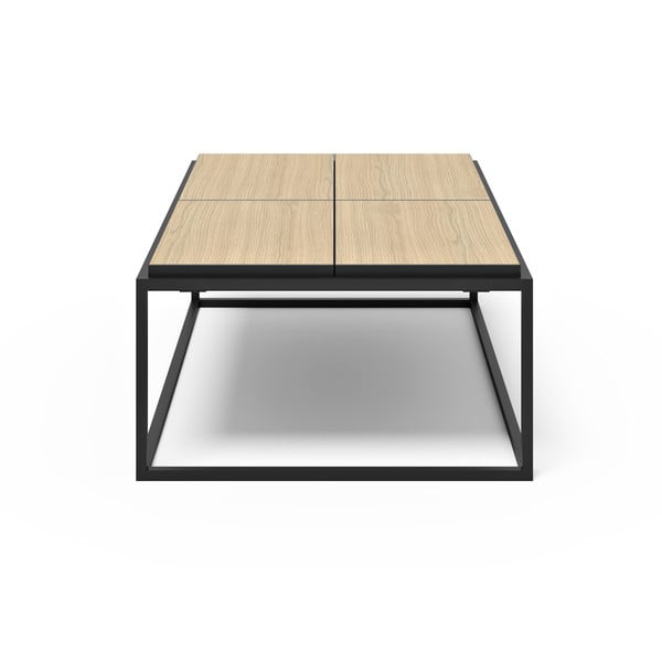 Măsuță de cafea negru-natural  cu blat cu aspect de lemn de stejar 75x120 cm Douro – TemaHome-image-3