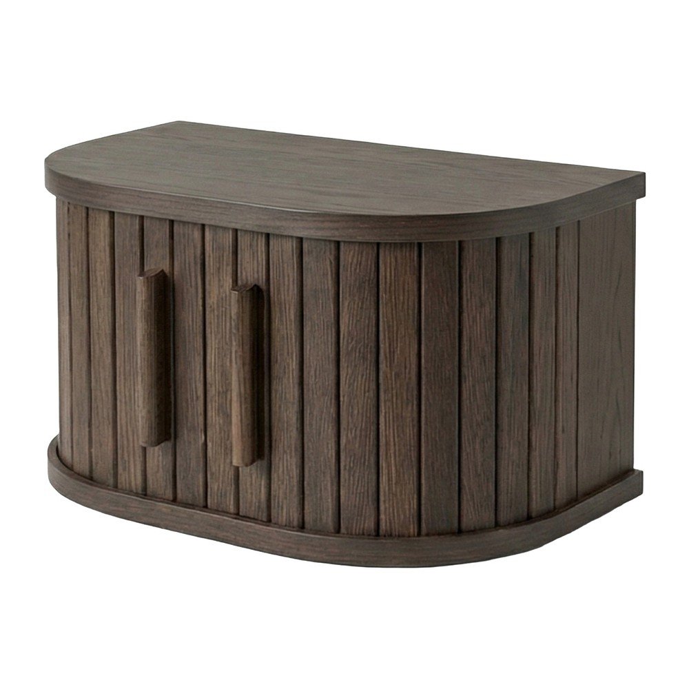 Noptieră în culoare naturală închisă suspendată/cu rafturi cu aspect de lemn de stejar Meta – Unique Furniture