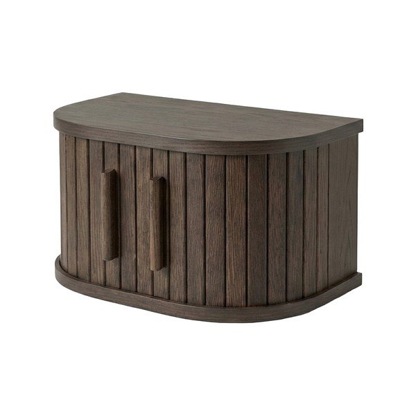 Noptieră în culoare naturală închisă suspendată/cu rafturi cu aspect de lemn de stejar Meta – Unique Furniture
