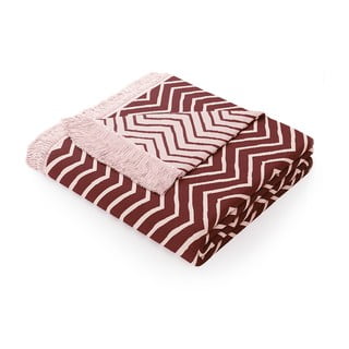 Pătură cu amestec de bumbac AmeliaHome Twisty, 150 x 200 cm, roz-violet
