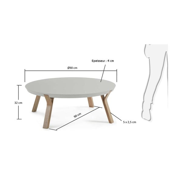 Măsuță de cafea Kave Home Solid, ø 90 cm, gri deschis-image-2