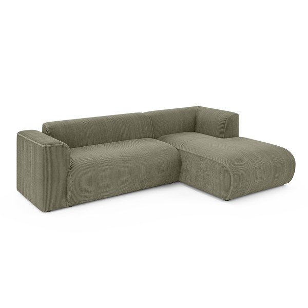 Colțar verde cu tapițerie din catifea reiată  (cu colț pe partea dreaptă/cu șezlong) Merid  – Ropez-image-2