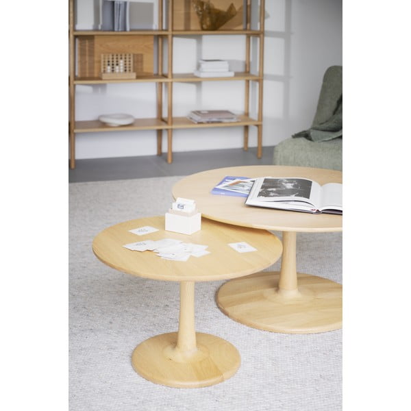 Măsuță de cafea natural  rotundă cu aspect de lemn de stejar 60x60 cm Hobart – Rowico-image-2