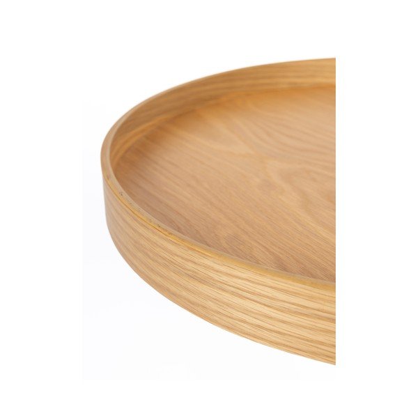 Măsuță auxiliară rotundă cu blat cu aspect de lemn de stejar ø 40 cm Yuri S – White Label-image-3