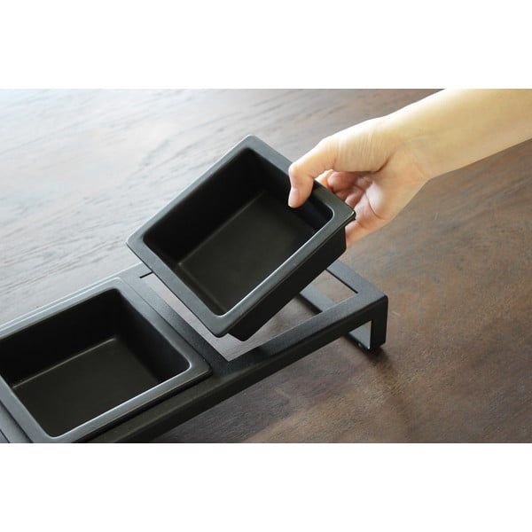 Set 2 boluri pentru animale de companie cu suport Yamazaki Tower, negru-image-1